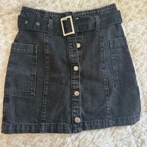 Topshop Black Denim Skirt with Belt